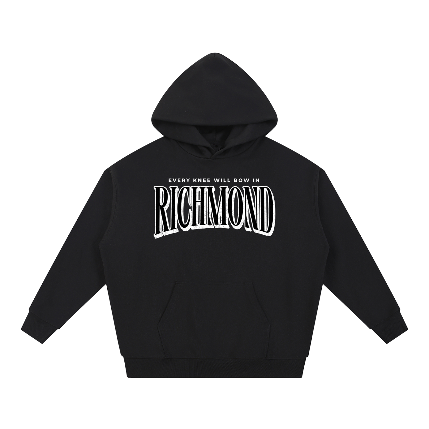 Black hoodie that reads, 'Every Knee will bow in Richmond"