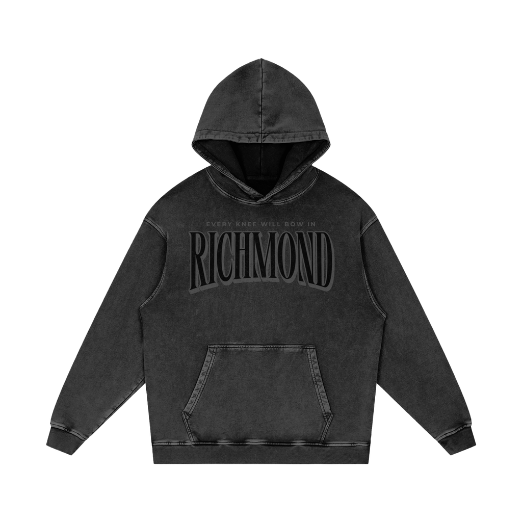 Black hoodie that says, 'Every knee will bow in Rochmond'